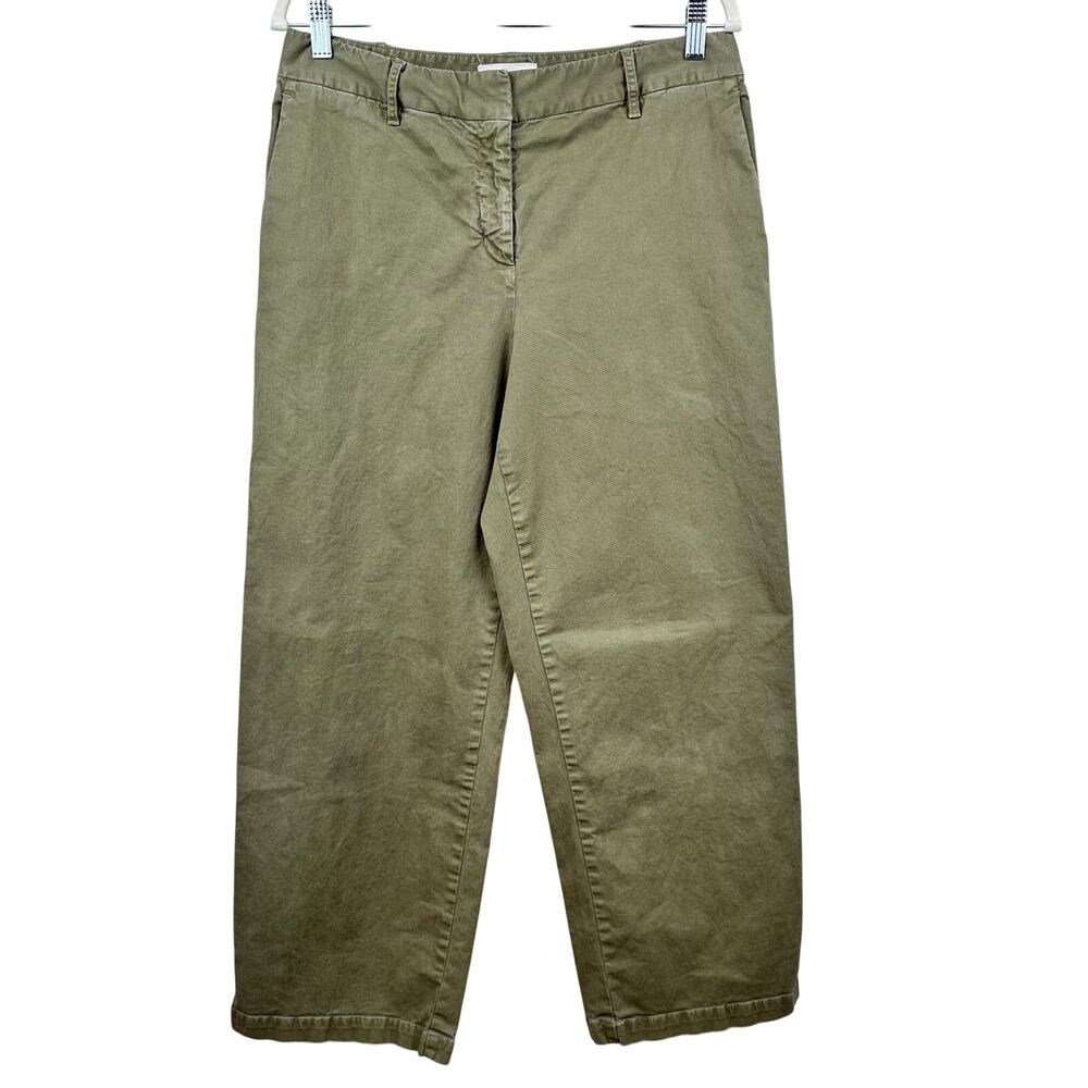 Nili Lotan Stretch Cotton Ankle Chino Pants Khaki Olive 10 Quiet Luxury USA